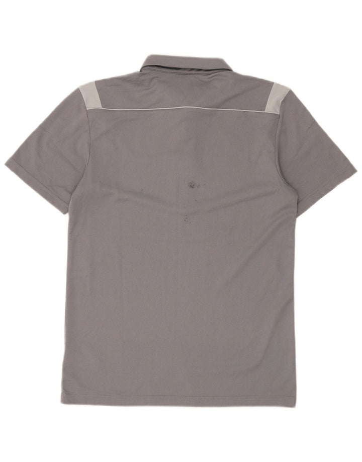 Męska koszulka polo Adidas Climalite, mała, szara, z blokami kolorów, poliester