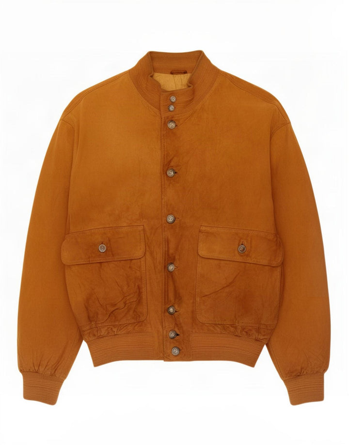 Vintage męska zamszowa kurtka bomber IT 48 średniej beżowej skóry