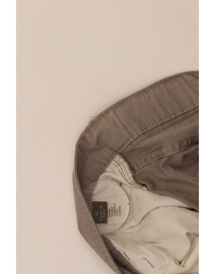 ERMENEGILDO ZEGNA Męskie proste spodnie codzienne W42 L30 Szara bawełna