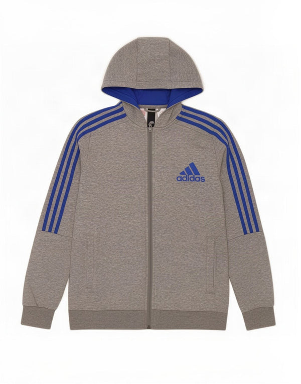 Chłopięcy sweter Adidas z zamkiem błyskawicznym, 13-14 lat, szara bawełna