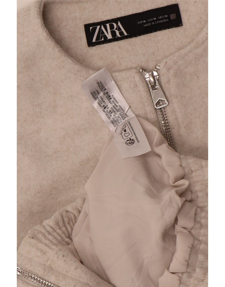 Damska krótka kurtka bomberka Zara UK 14, średni szary poliester