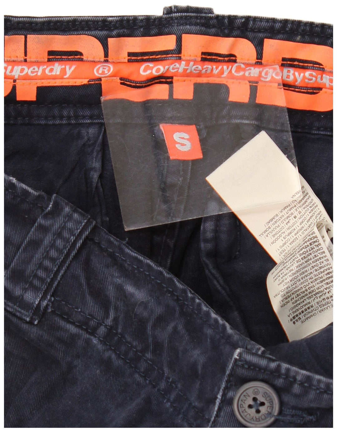SUPERDRY Męskie spodenki cargo małe W29 granatowe, bawełniane