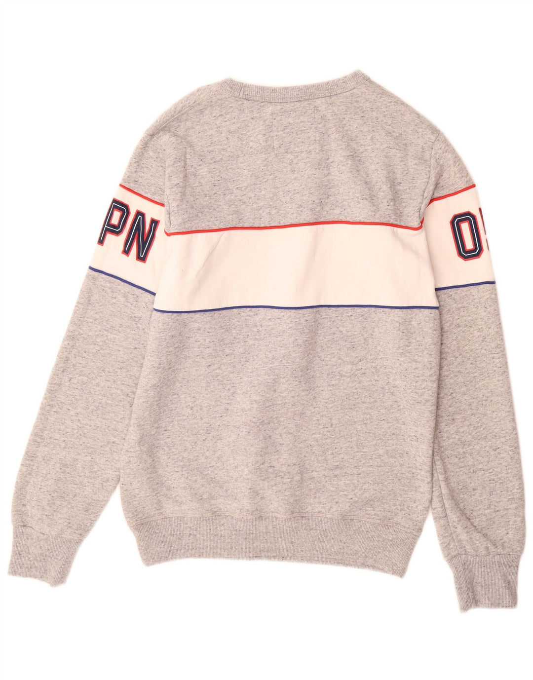 SUPERDRY Męska bluza z grafiką, duża, szara, bawełniana w bloki kolorów