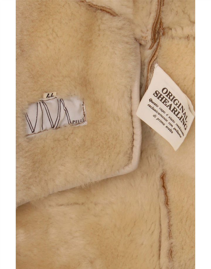 Vintage damski oversize'owy płaszcz z owczej skóry IT 44 Średni brązowy Shearling