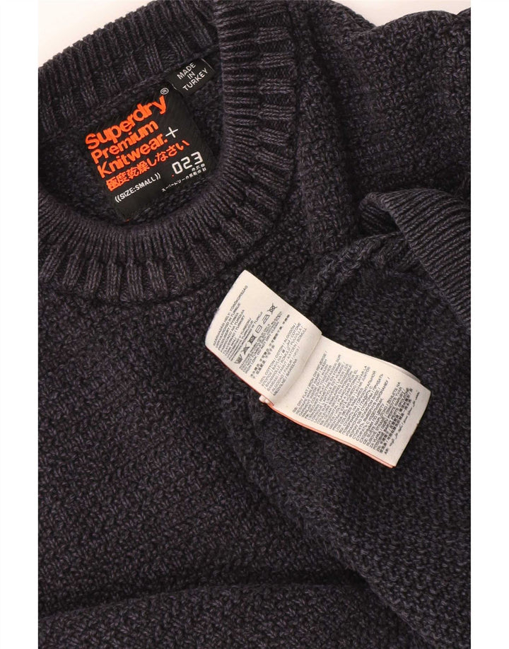 Męski sweter Superdry z okrągłym dekoltem, mały, granatowy, bawełniany