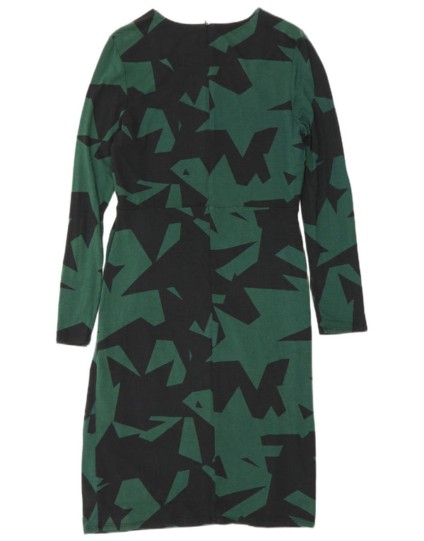 Phase Eight Womens Long Sleeve Sheath Dress UK 14 Medium Green Geometric