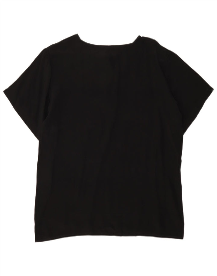 Bluzka damska Vintage Top UK 16, duża, czarna, jedwabna