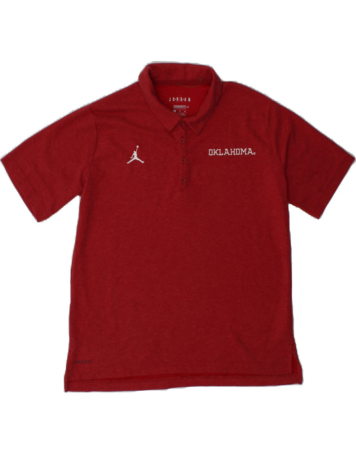 JORDAN Mens Oklahoma Standard Fit Polo Shirt Medium Red Polyester Vintage Jordan and Second-Hand Jordan from Messina Hembry 