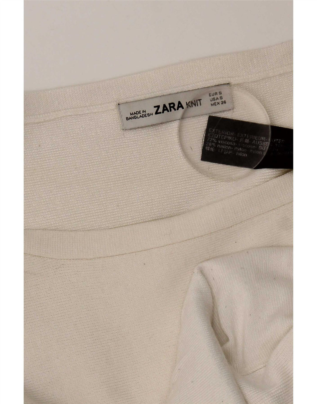 Damski top oversize z długim rękawem Zara UK 10 Small, biała wiskoza