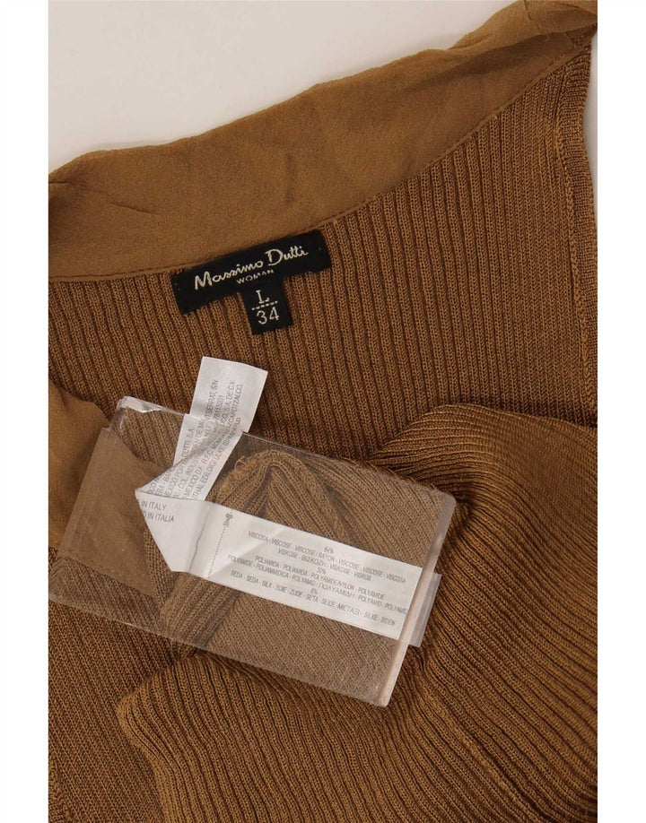 Damski top z odkrytymi ramionami Massimo Dutti UK 14, duży, brązowy, wiskoza