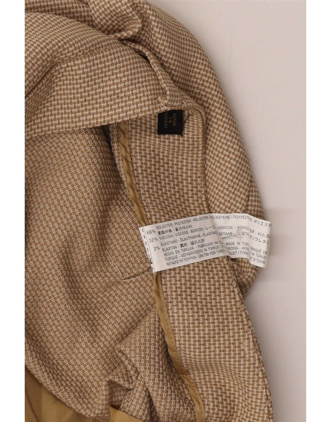 Spodnie damskie Zara Slim Chino EU 42 Large W32 L27 Beżowy poliester w kratę
