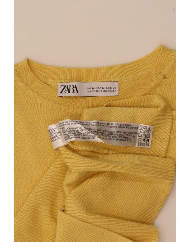 Damski krótki top Zara UK 12 Średni żółty wiskoza