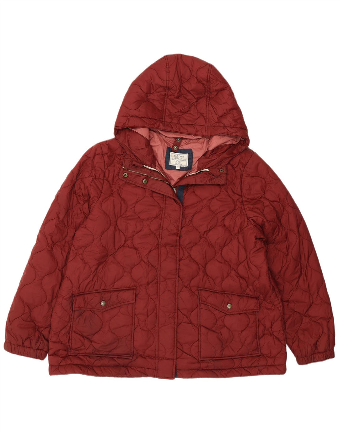 Damska pikowana kurtka z kapturem FAT FACE UK 20 2XL Burgundowy poliester