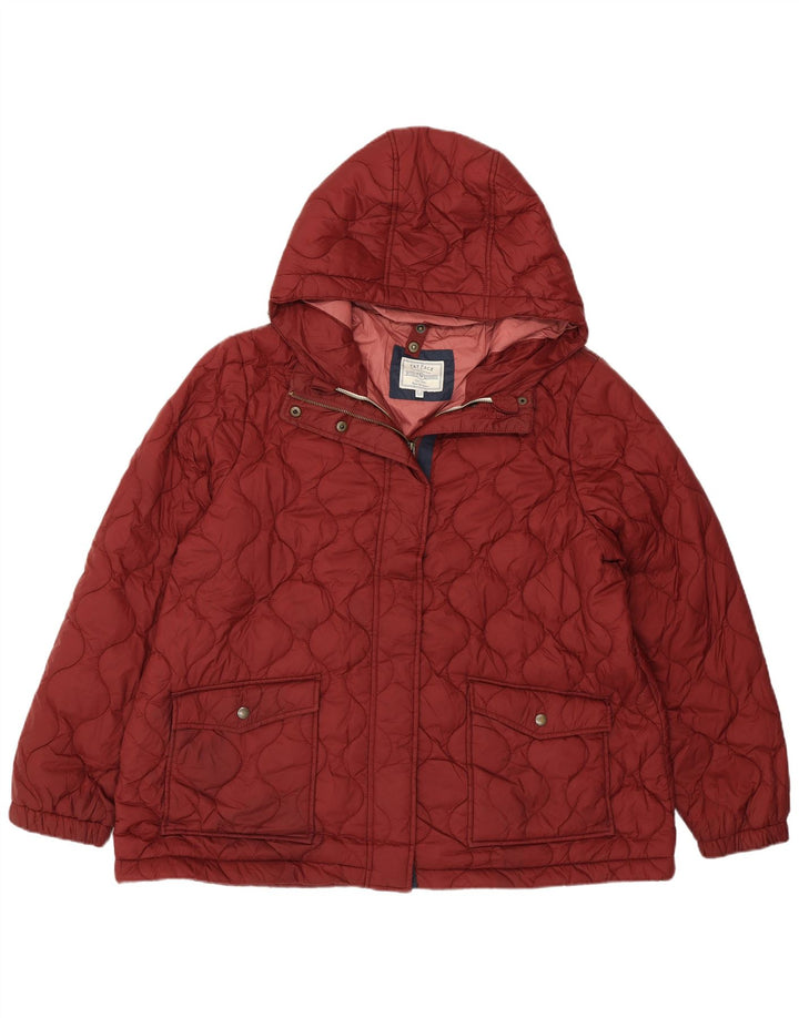 Damska pikowana kurtka z kapturem FAT FACE UK 20 2XL Burgundowy poliester