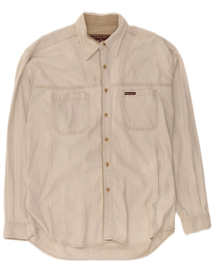 Męska koszula dżinsowa Marlboro Classics, duża, beżowa, bawełniana