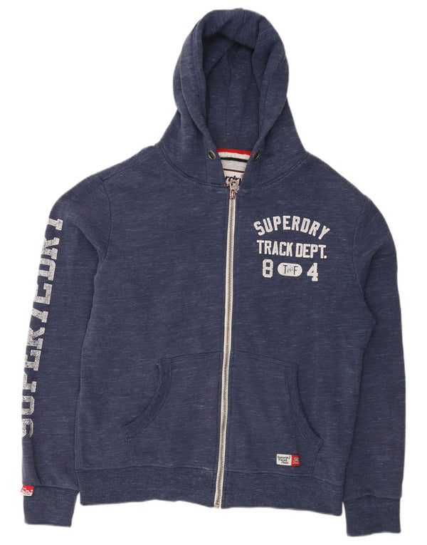 Męski sweter z kapturem Superdry z grafiką i zamkiem XL, granatowy, bawełniany
