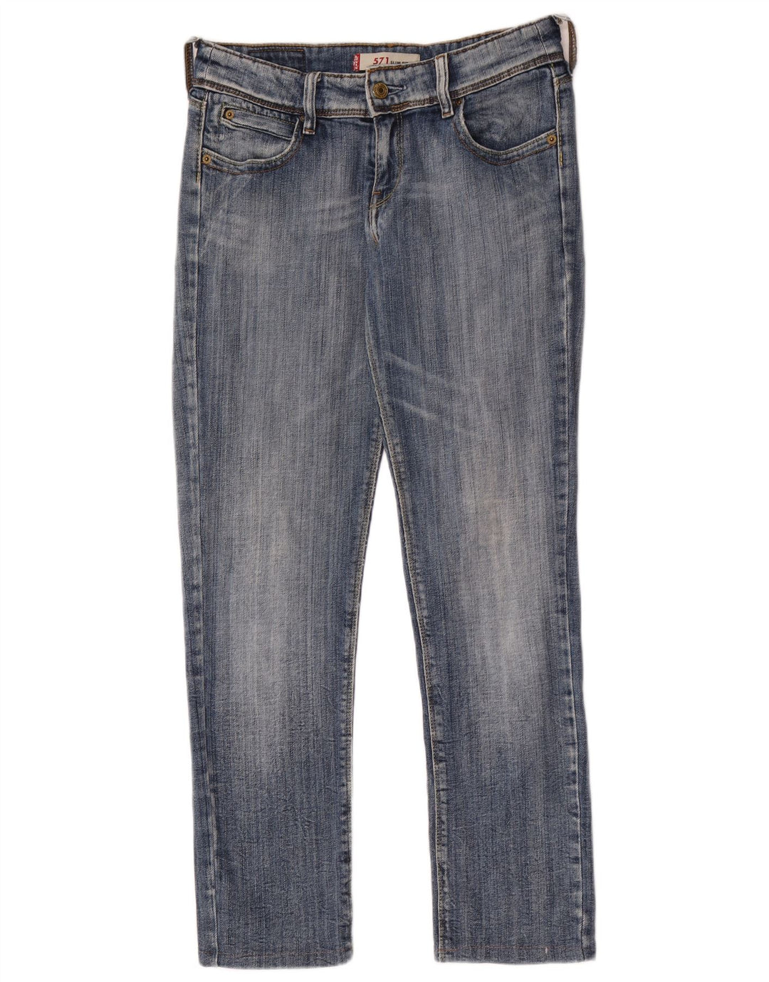Damskie jeansy Levi's 571 Slim W31 L28 Niebieskie bawełniane