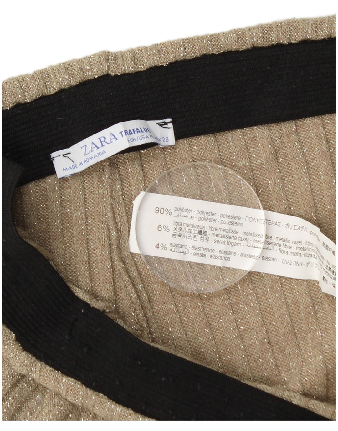 Damskie dzianinowe spodnie dresowe Zara UK 12 w kolorze średniego złota nakrapiane