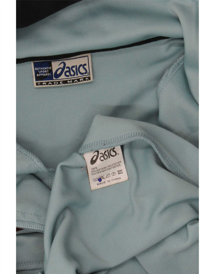 Męska bluza dresowa z kapturem Asics, mała niebieska, poliestrowa z blokami kolorów