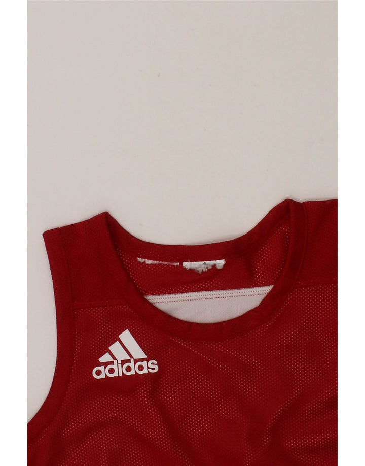 ADIDAS Boys Vest Top 10-11 Years  Red Vintage Adidas and Second-Hand Adidas from Messina Hembry 