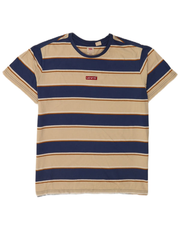 Męski T-shirt Levi's o swobodnym kroju, duży, beżowy, bawełniany w paski