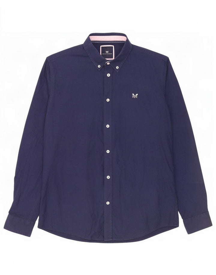 Crew Clothing Męska koszula slim fit, średnia, granatowa, bawełniana
