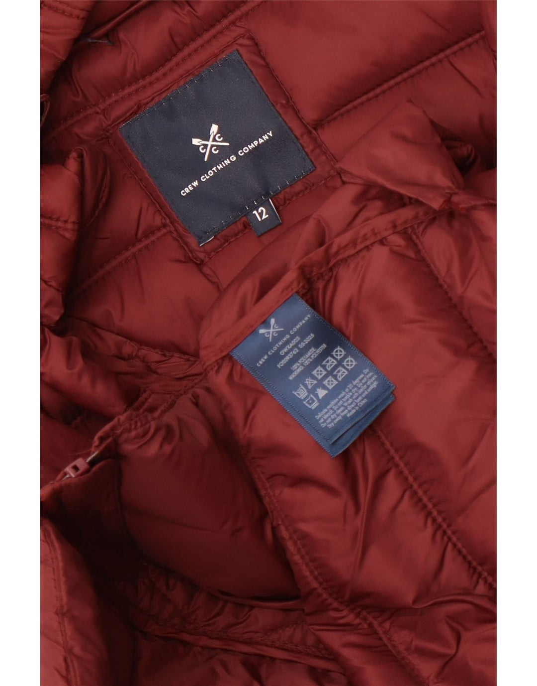 Crew Clothing Damska ocieplana kurtka z kapturem UK 12, średni bordowy poliamid