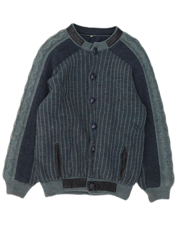 Vintage męska dzianinowa kurtka bomber IT 48, średni granatowy akryl w paski