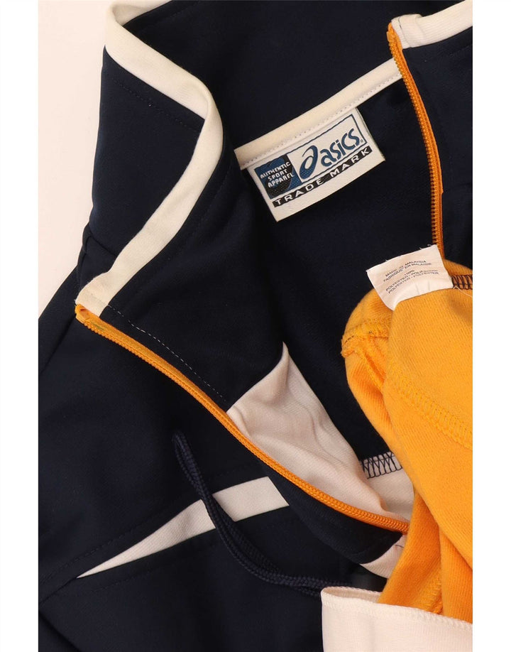 Męska bluza dresowa Asics, duża, granatowa, poliestrowa z blokami kolorów