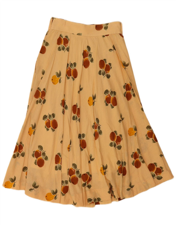 VINTAGE Damska plisowana spódnica w abstrakcyjny wzór W24 XS Beżowa