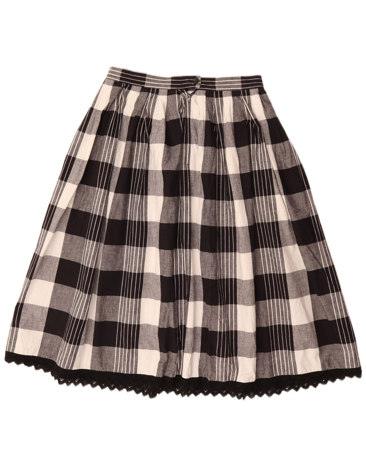 Vintage damska spódnica w kształcie litery A W30 w średnią czarną kratkę