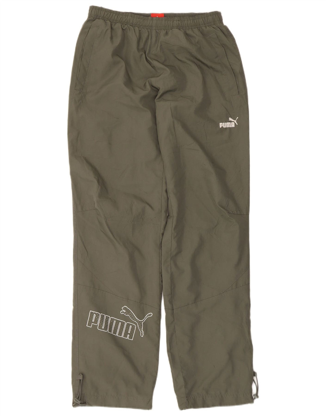 Męskie spodnie dresowe Puma z grafiką, małe, khaki, poliester