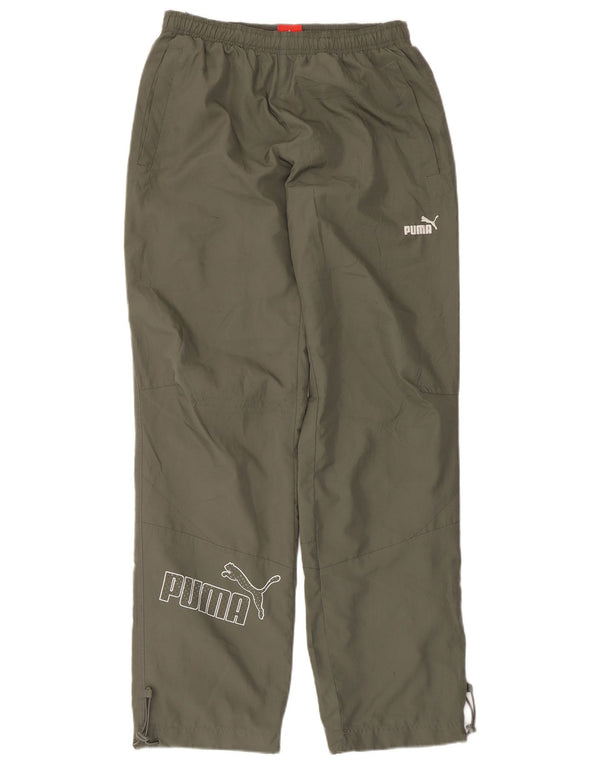 Męskie spodnie dresowe Puma z grafiką, małe, khaki, poliester