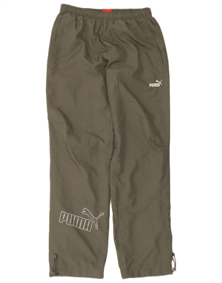 Męskie spodnie dresowe Puma z grafiką, małe, khaki, poliester