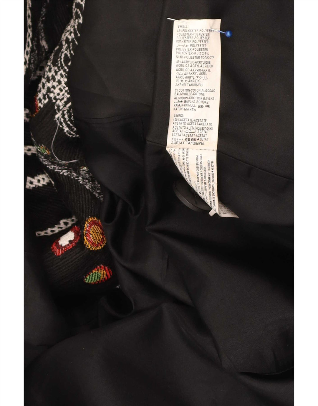 Desigual damski płaszcz w abstrakcyjny wzór EU 46 XL, czarny, kwiatowy poliester