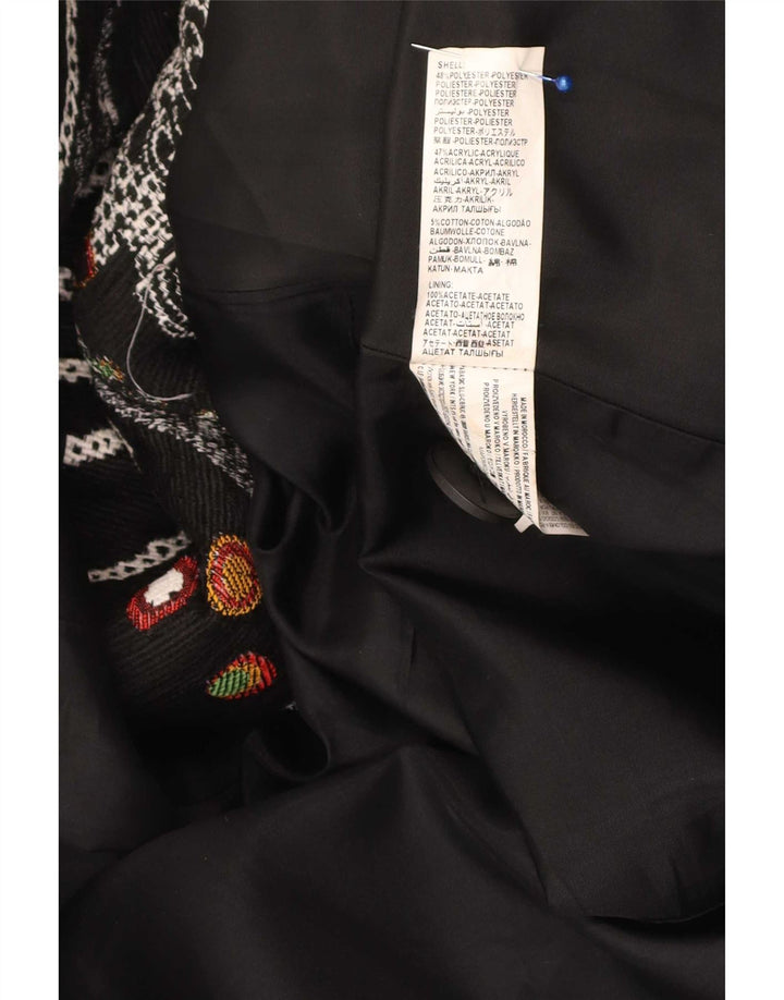 Desigual damski płaszcz w abstrakcyjny wzór EU 46 XL, czarny, kwiatowy poliester