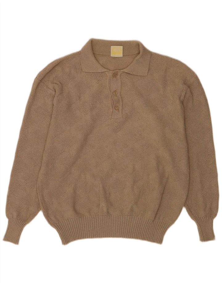 Vintage męski sweter polo IT 50 średni beż