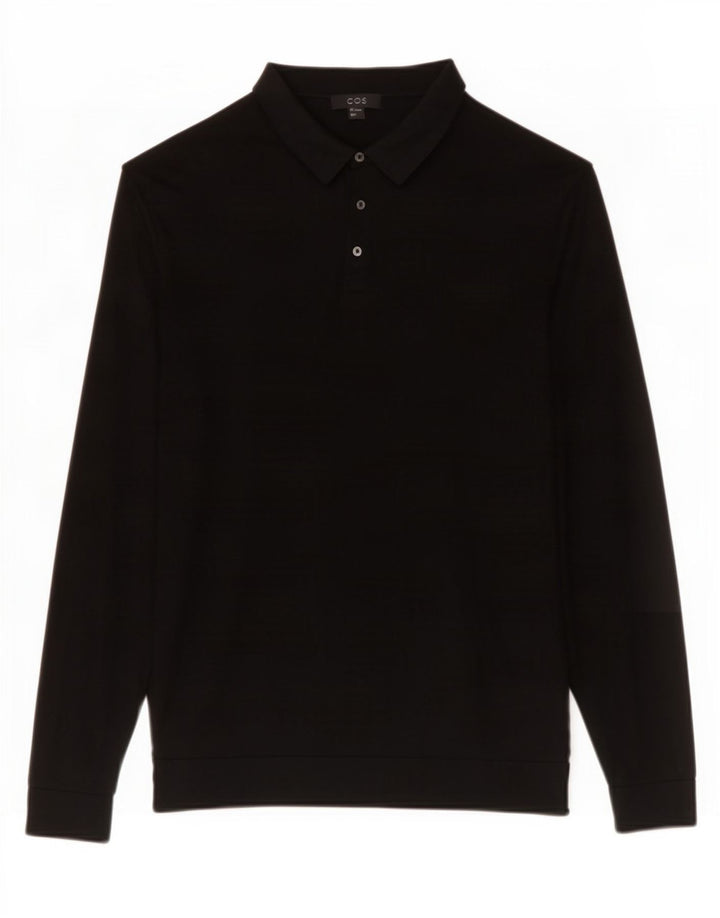 Cos Męski sweter polo, duży, czarny, jedwabny