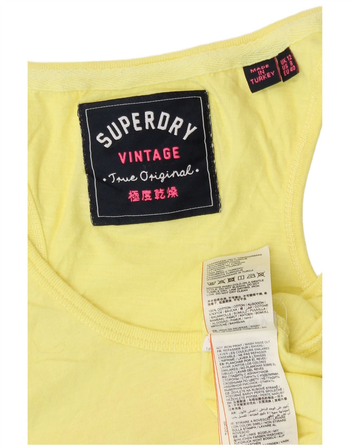 Damski top z kamizelką Superdry Graphic UK 12, średni żółty, bawełniany