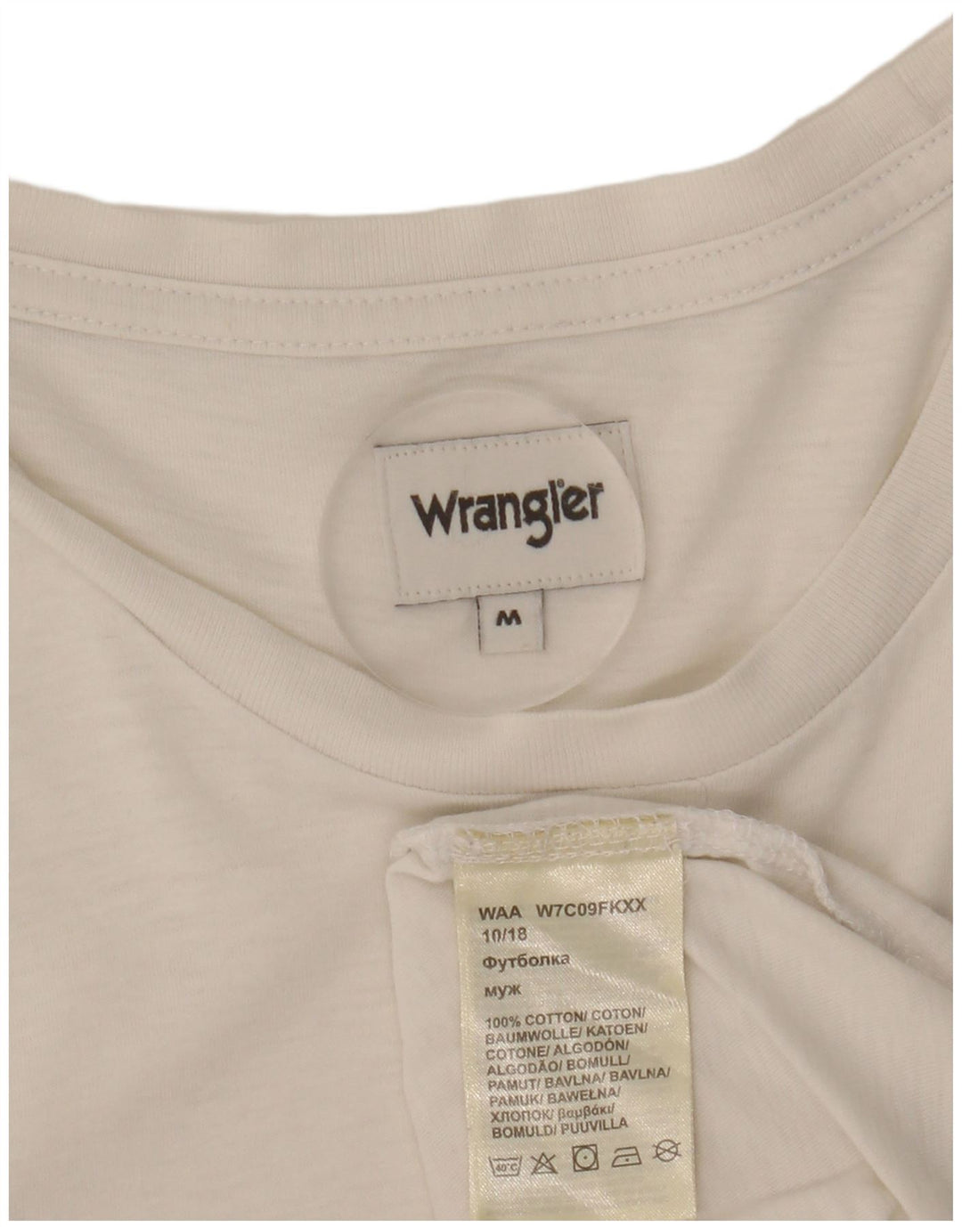 Męski T-shirt z grafiką Wrangler Top, średni, biały, bawełniany
