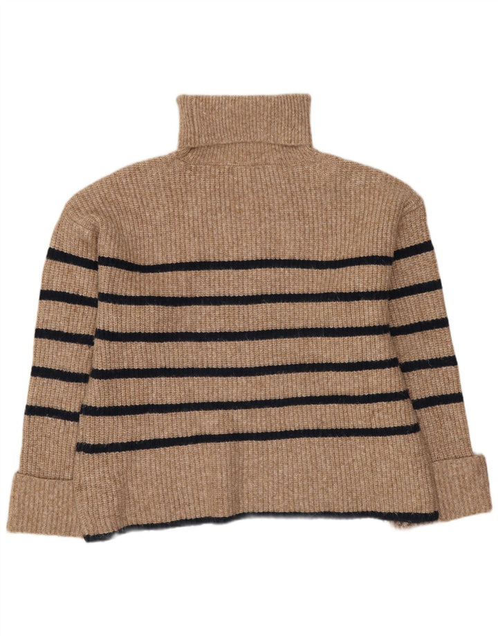 Marks & Spencer Damski sweter z golfem UK 14 w średnie beżowe paski