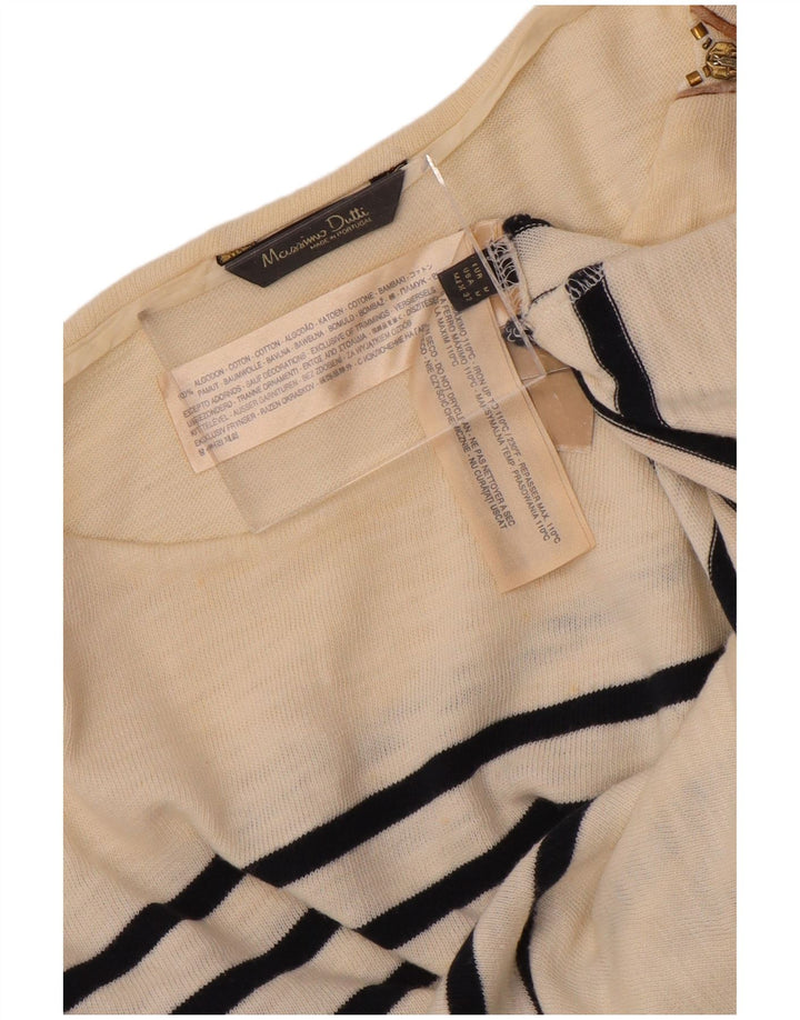 Damski top Massimo Dutti z rękawem 3/4, UK 12, średni, złamanej bieli, bawełniany w paski