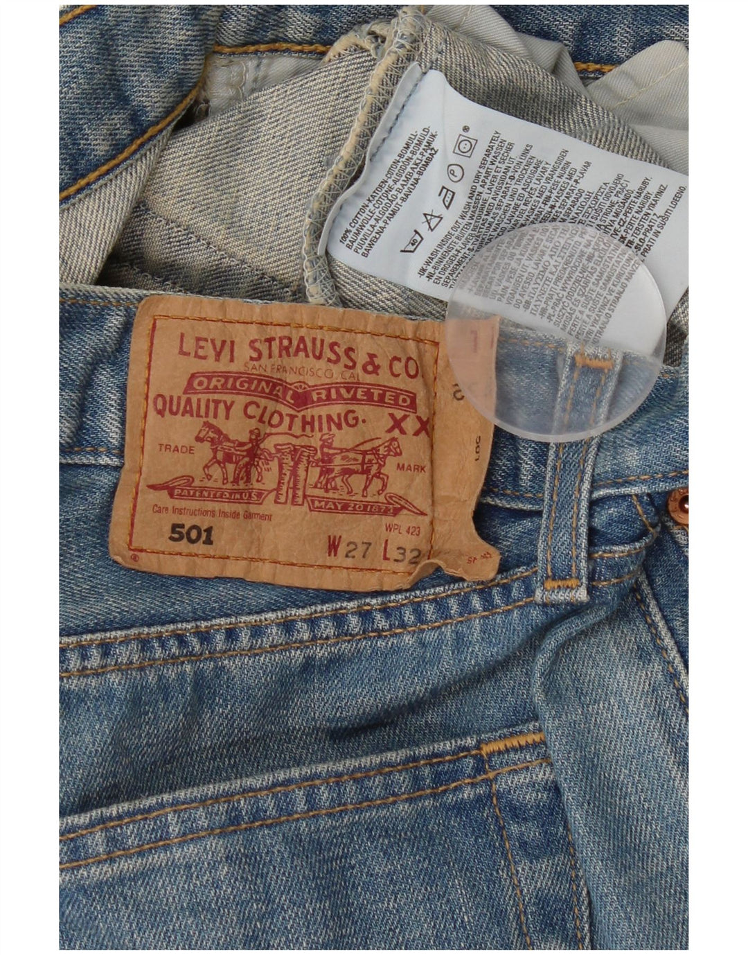 Męskie jeansy Levi's 501 Straight W27 L32 Niebieskie bawełniane
