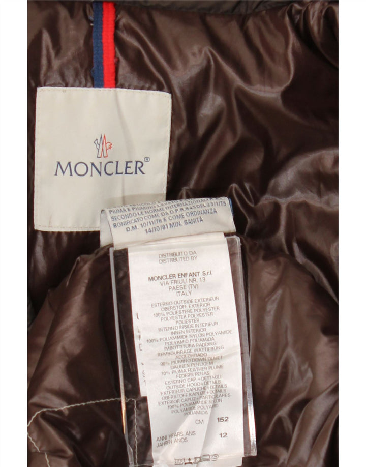 Wyściełana kurtka chłopięca Moncler 11-12 lat, brązowa, poliester