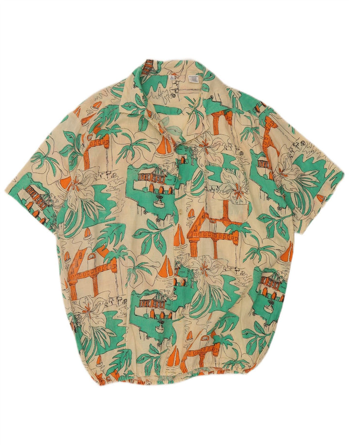 Koszula męska w stylu vintage w szalony wzór, rozmiar 41/42, duża, wielokolorowa hawajska