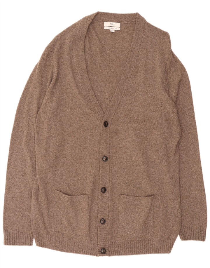 Marks & Spencer Męski sweter kardigan 2XL Brązowy, wełniany plamki