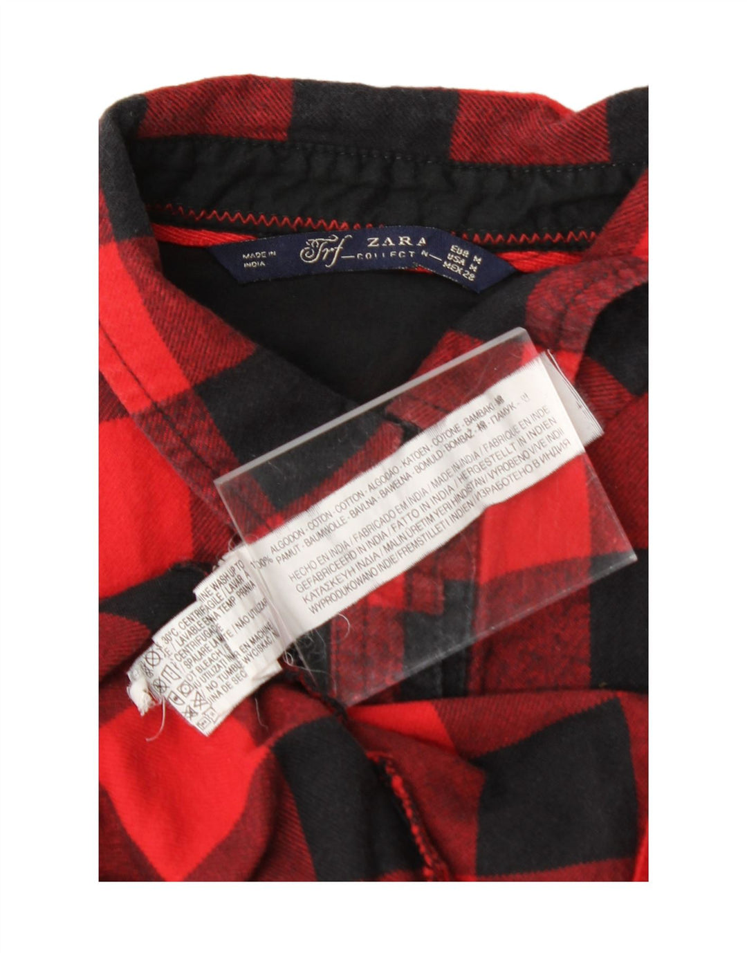 ZARA Womens Flannel Shirt UK 14 Medium Red Check Cotton Vintage Zara and Second-Hand Zara from Messina Hembry 