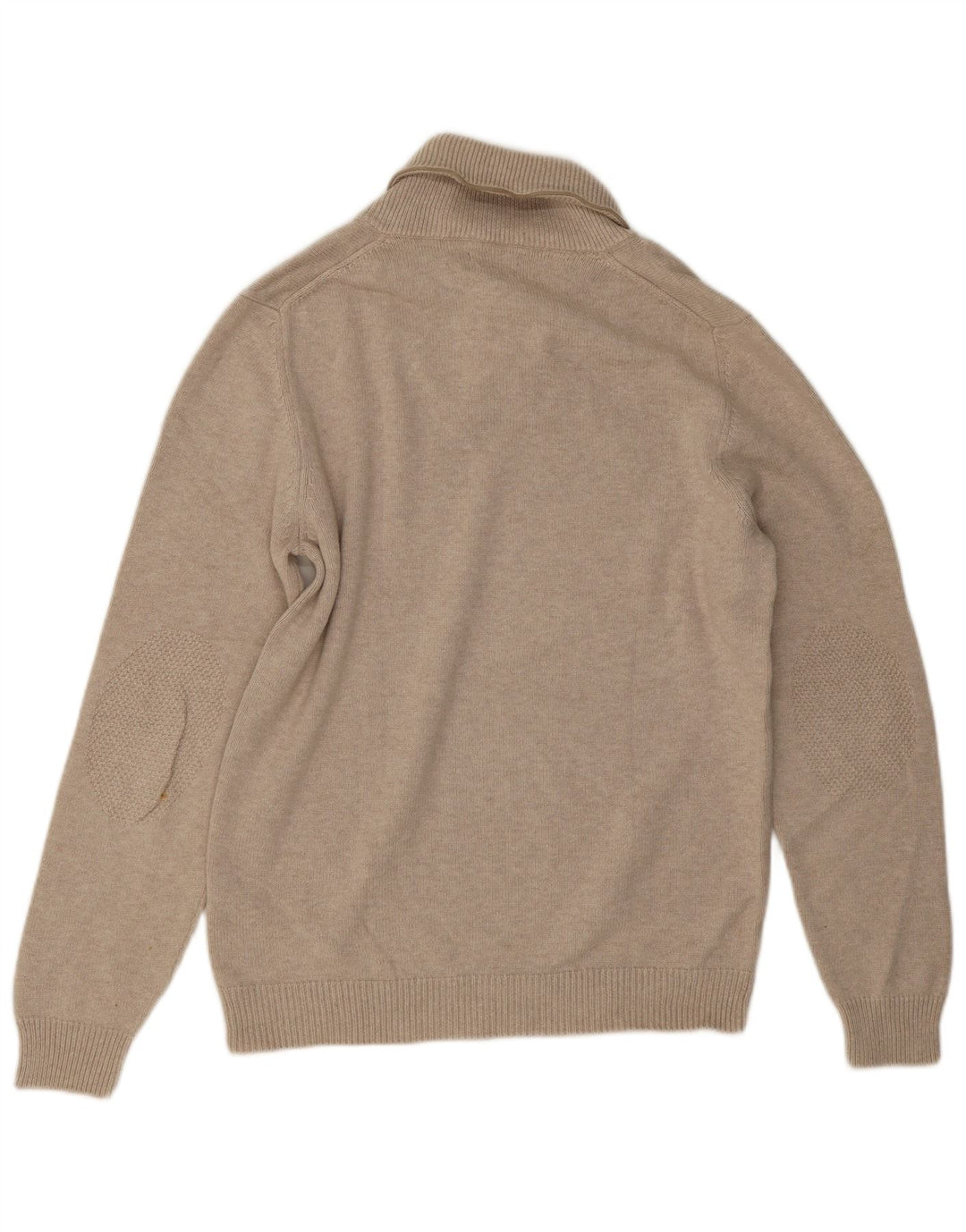 Męski sweter Massimo Dutti z szalowym dekoltem, duży, beżowy, bawełniany