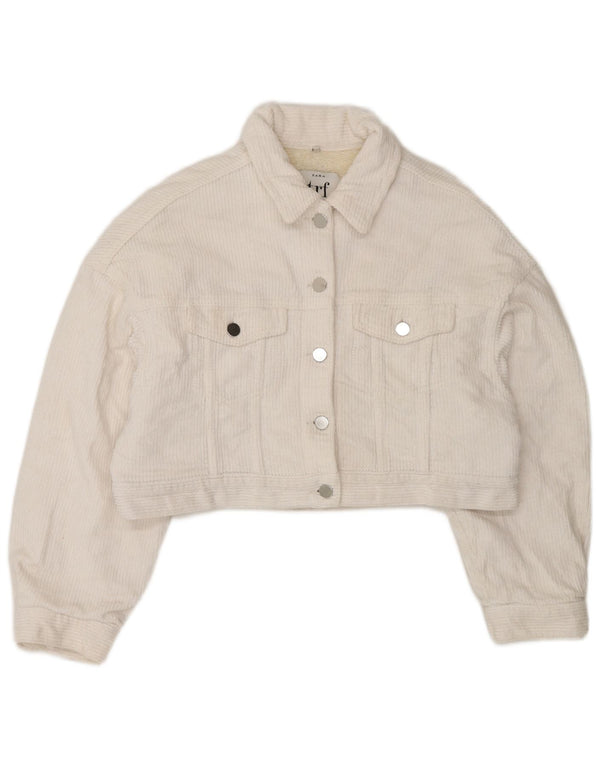 Damska kurtka sztruksowa Zara Oversize Crop Sherpa UK 10 Small White Cotton