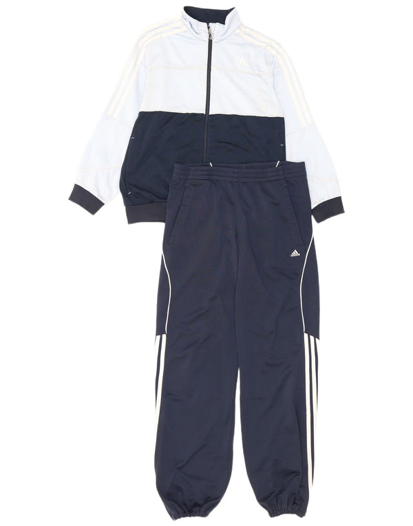 Adidas Chłopięcy Pełny Dres 13-14 Lat W32 L29 Niebieski Poliester z blokami kolorów